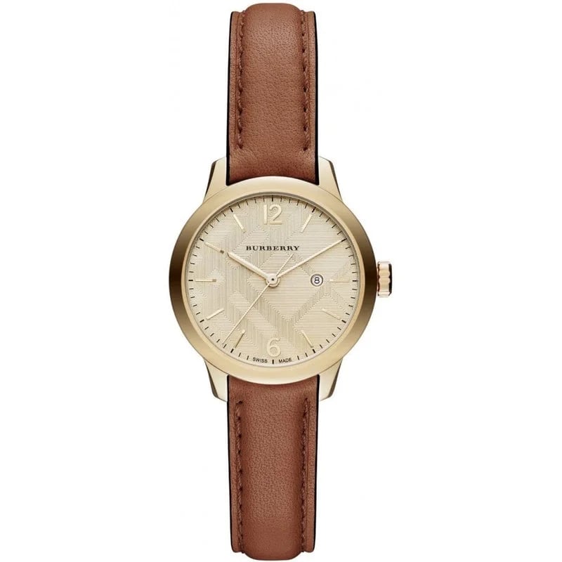 Burberry BU10101 cadran noir et cuir — Montres Outlet
