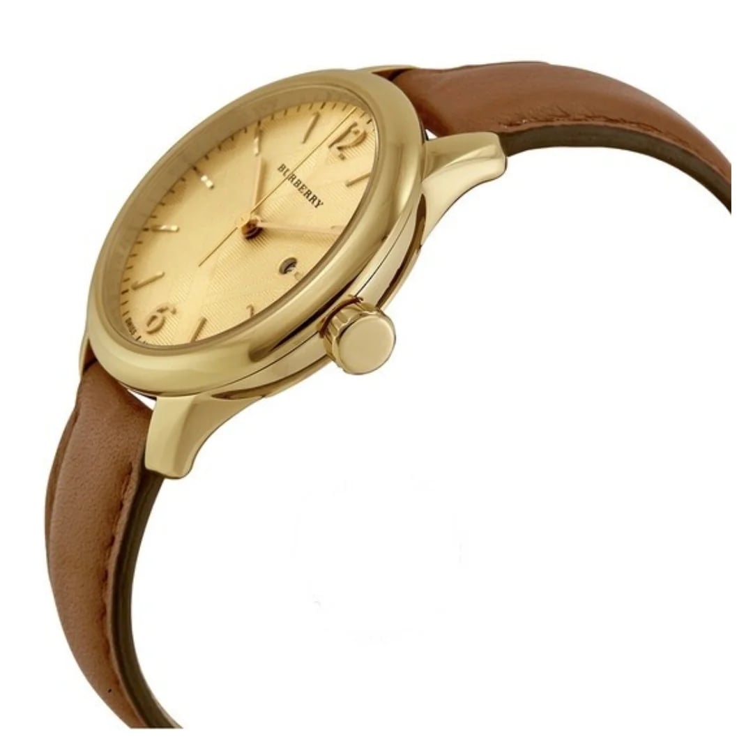 Burberry BU10101 Classic Round Brown Leather and Gold Dial Women's Watch view 3