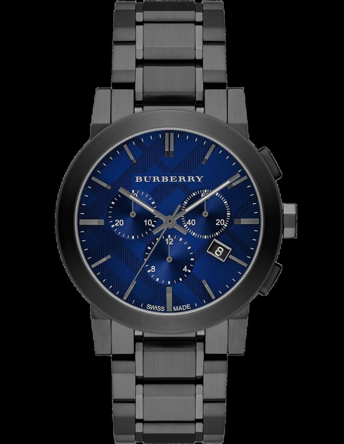 Montre Burberry BU9365 homme cadran bleu acier chronomètre 43mm