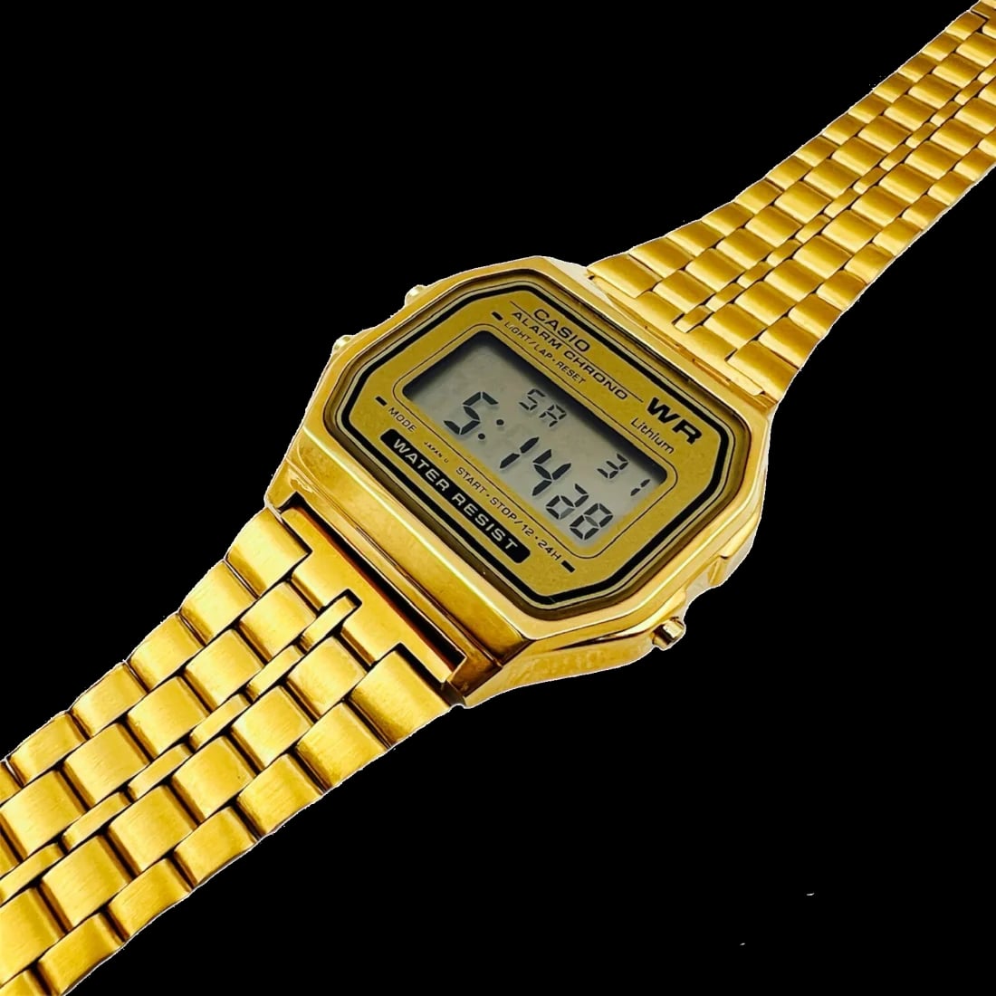 Montre Casio A158WETG-9A unisexe vue de profil