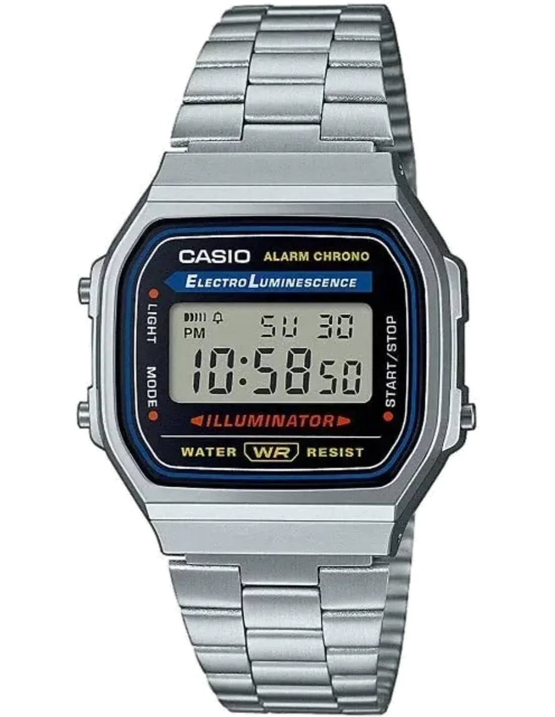 Montre Casio A168WA-1YES unisexe cadran gris bracelet acier inoxydable