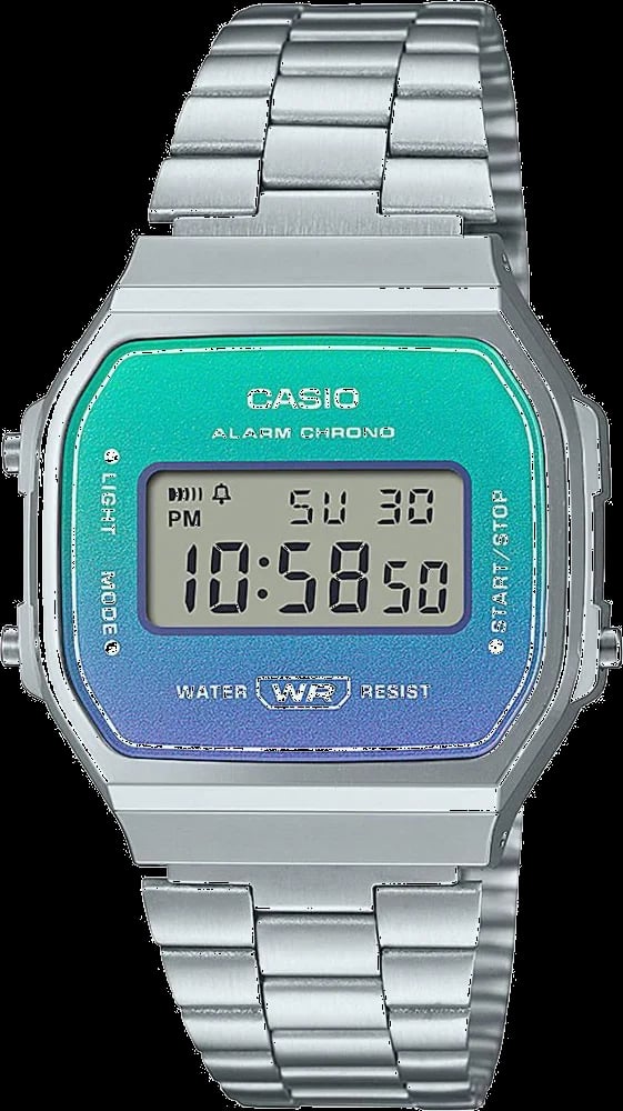 Montre Casio A168WER-2AEF unisexe cadran bleu bracelet acier inoxydable