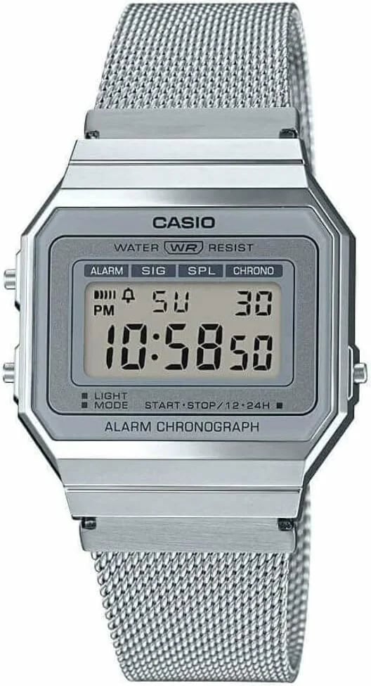 Montre Casio A700WEM-7AEF unisexe cadran gris bracelet acier inoxydable