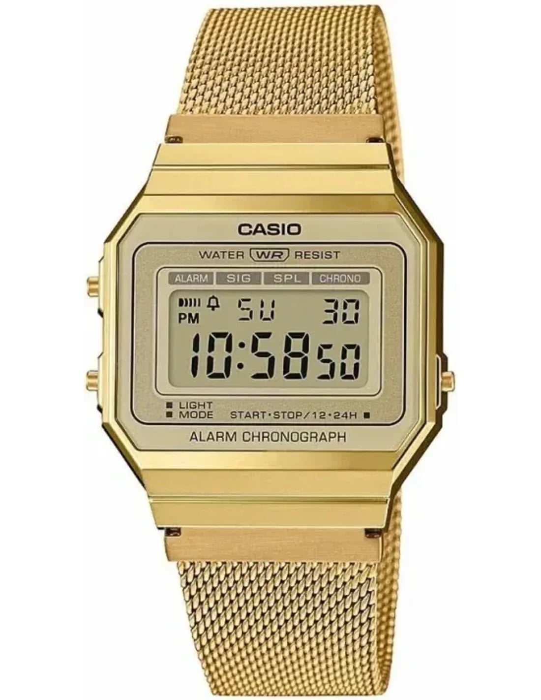 Montre Casio A700WEMG-9AEF unisexe cadran doré bracelet acier inoxydable