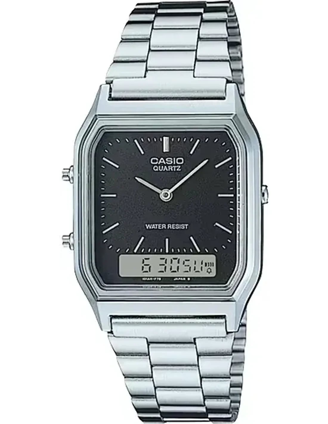 Montre Casio AQ-230A-1DMQYES cadran noir carré double affichage analogique digital