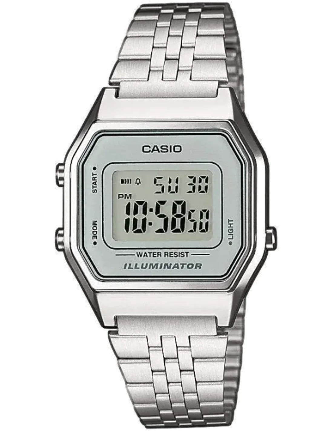 Montre Casio LA680WEA-7EF unisexe cadran gris bracelet acier inoxydable