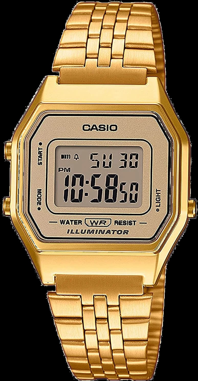 Montre Casio LA680WEGA-9EF unisexe cadran doré bracelet acier inoxydable