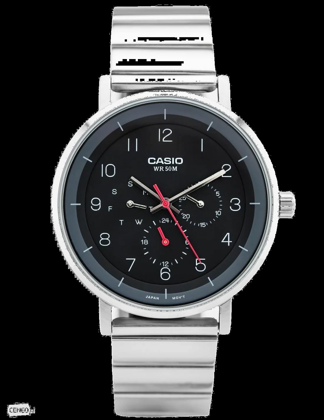Montre Casio MTP-E314D-1BV au cadran argenté brossé avec index appliqués et aiguilles luminescentes, style sport-chic
