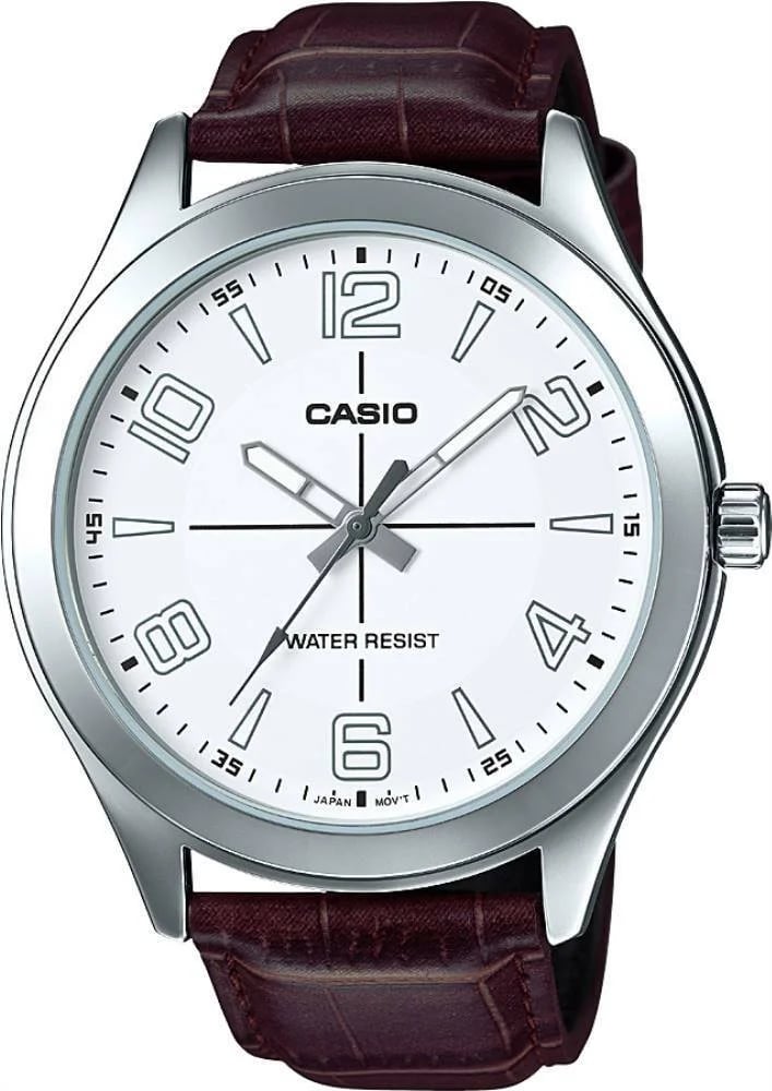 Montre Casio MTP-VX01L-7BUDF au cadran clair et bracelets cuir brun pour un style classique décontracté