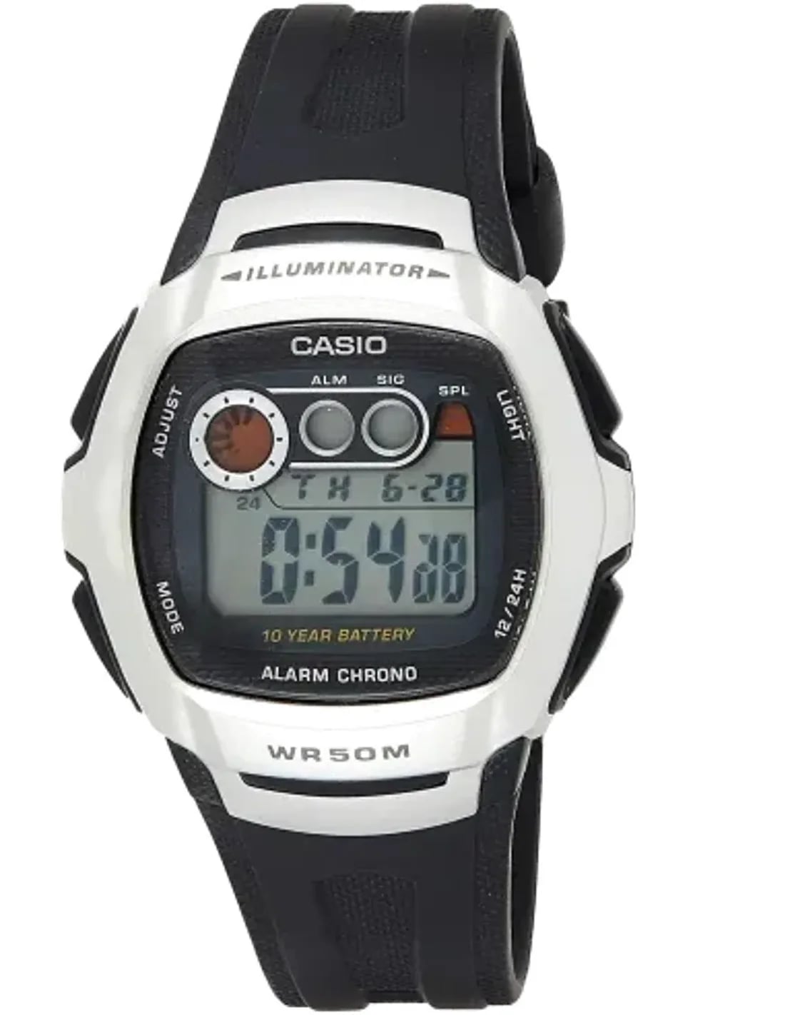 Montre Casio W-210-1AVEF boîtier et bracelet résine noirs, affichage digital rétroéclairé, style robuste et décontracté
