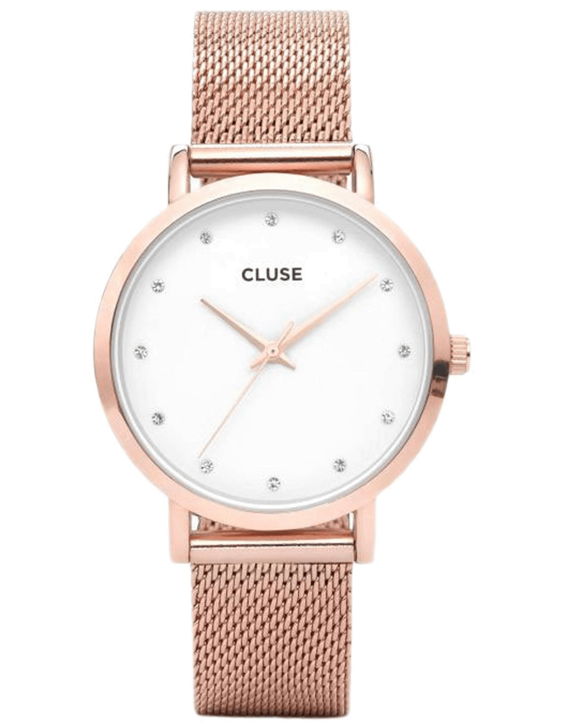 Montre Cluse CL18303 avec cadran blanc minimaliste et index bâtons noirs, style épuré chic