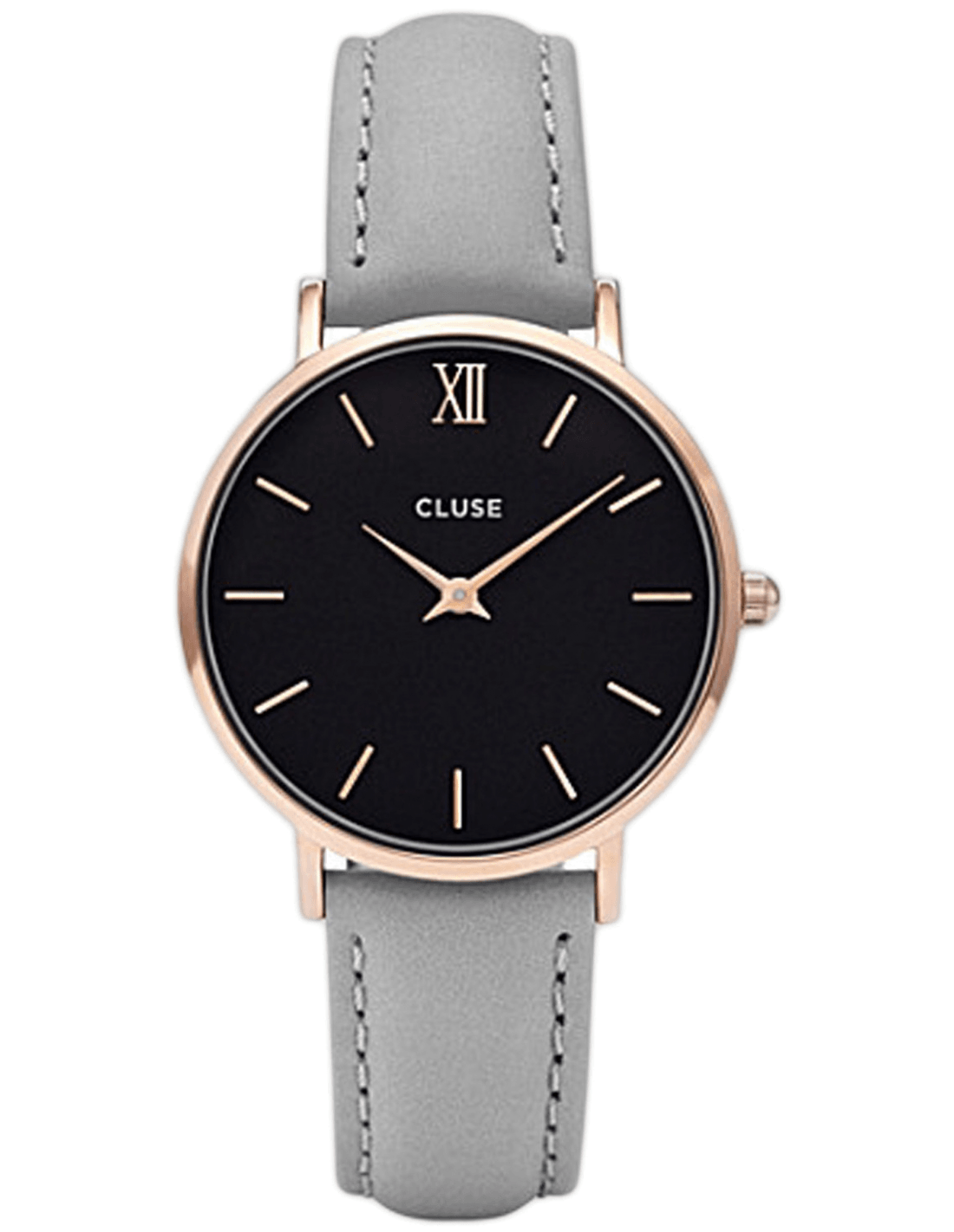 Montre Cluse CL30018 au cadran blanc épuré et aiguilles fines sur fond mat, style minimaliste
