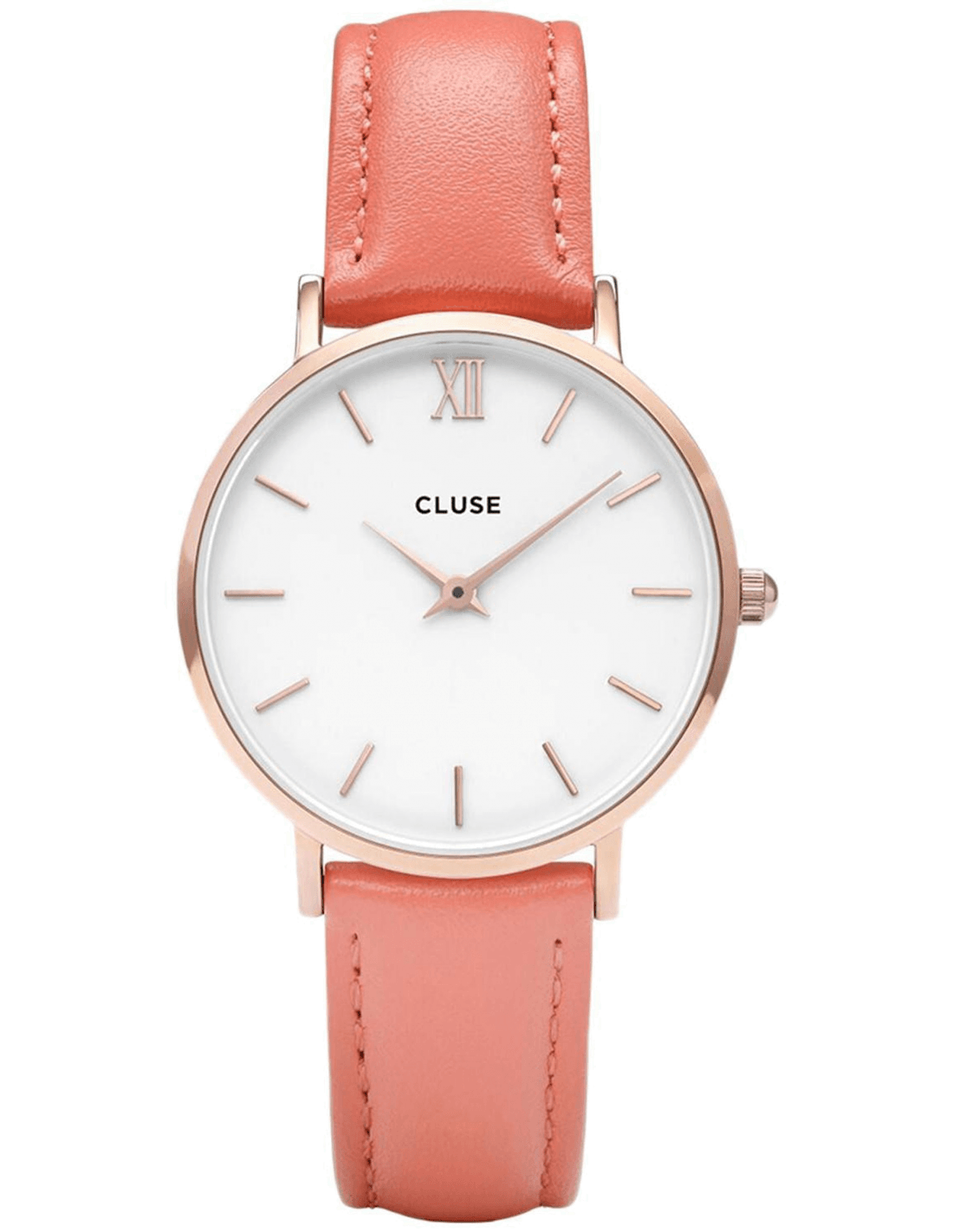 Montre Cluse CL30045 avec cadran blanc et index bâton sous verre minéral