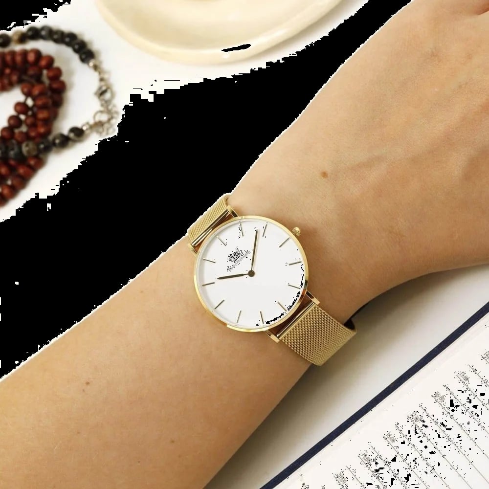 Daniel Wellington DW00100348 cadran blanc analogique index dorés mouvement quartz 32mm