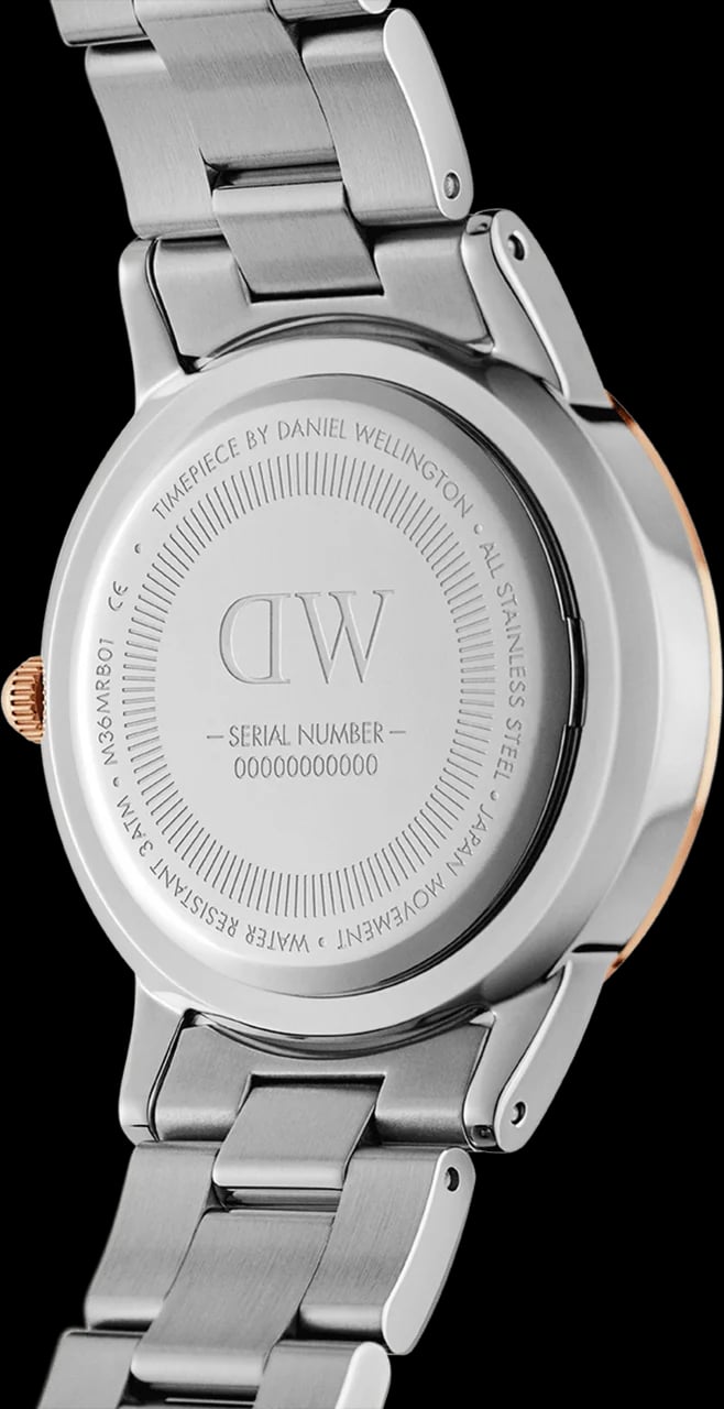 Montre Daniel Wellington DW00100359 femme verso boîtier argent