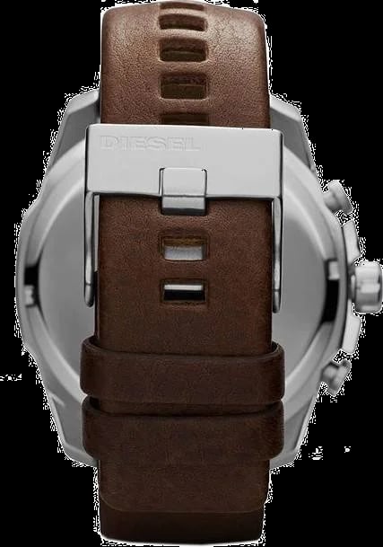 Montre Diesel DZ4281 Mega Chief profil 52mm boîtier acier brossé cuir