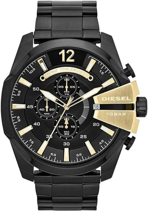 Montre Diesel DZ4338 Mega Chief homme cadran noir acier 59mm