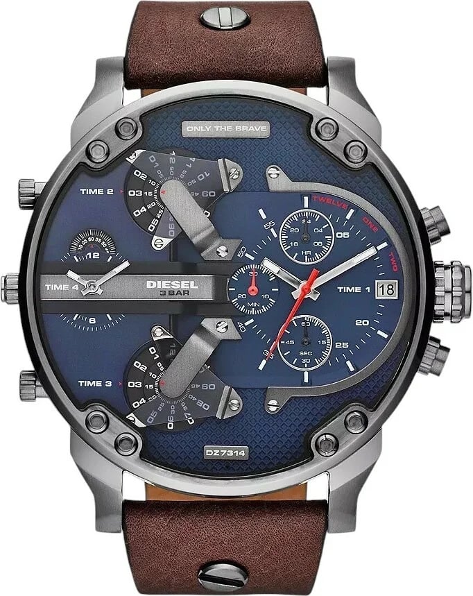 Montre Diesel DZ7314 homme cadran bleu bracelet cuir