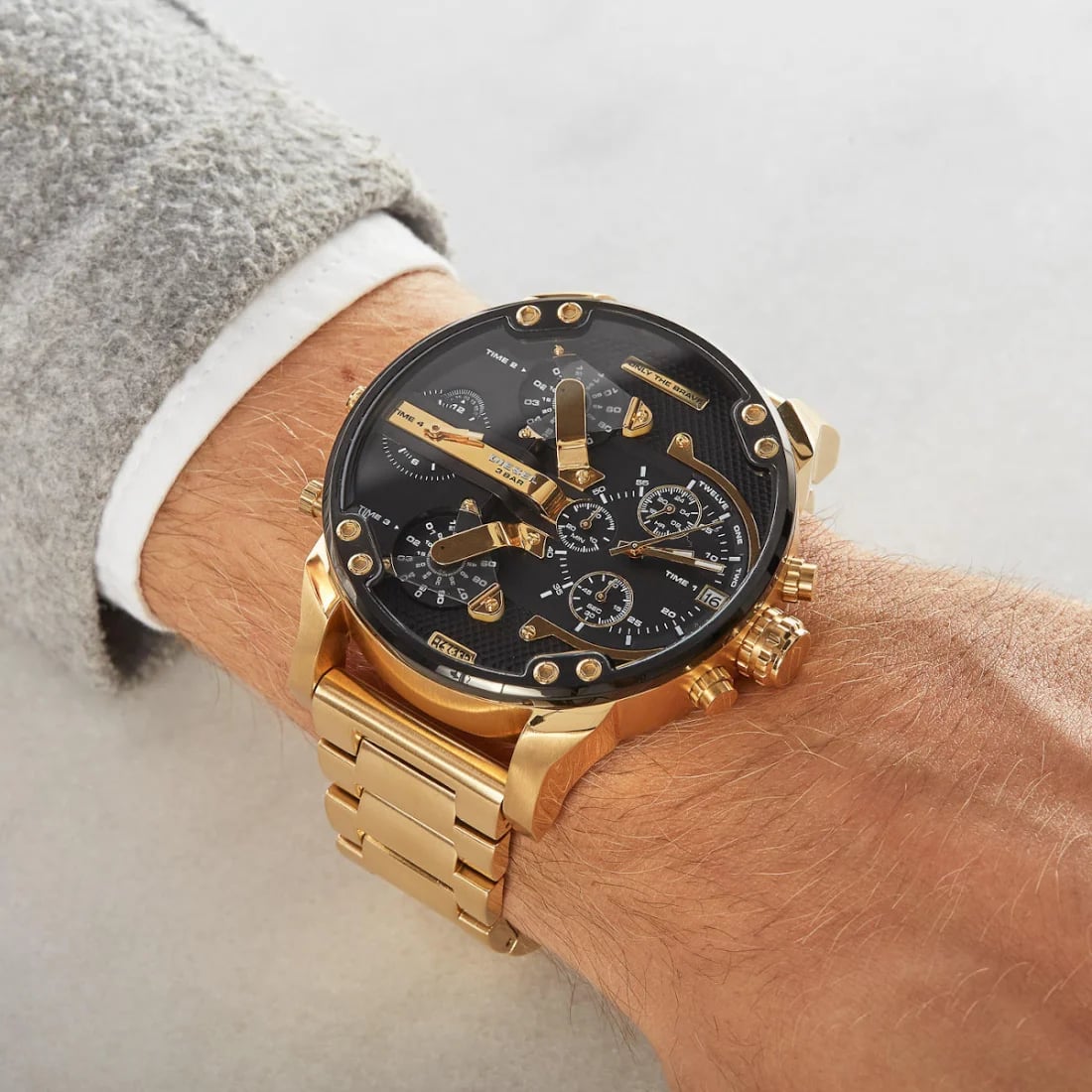 Diesel Mr Daddy 2.0 Gold XXL DZ7333 Black Dial Men's Watch
