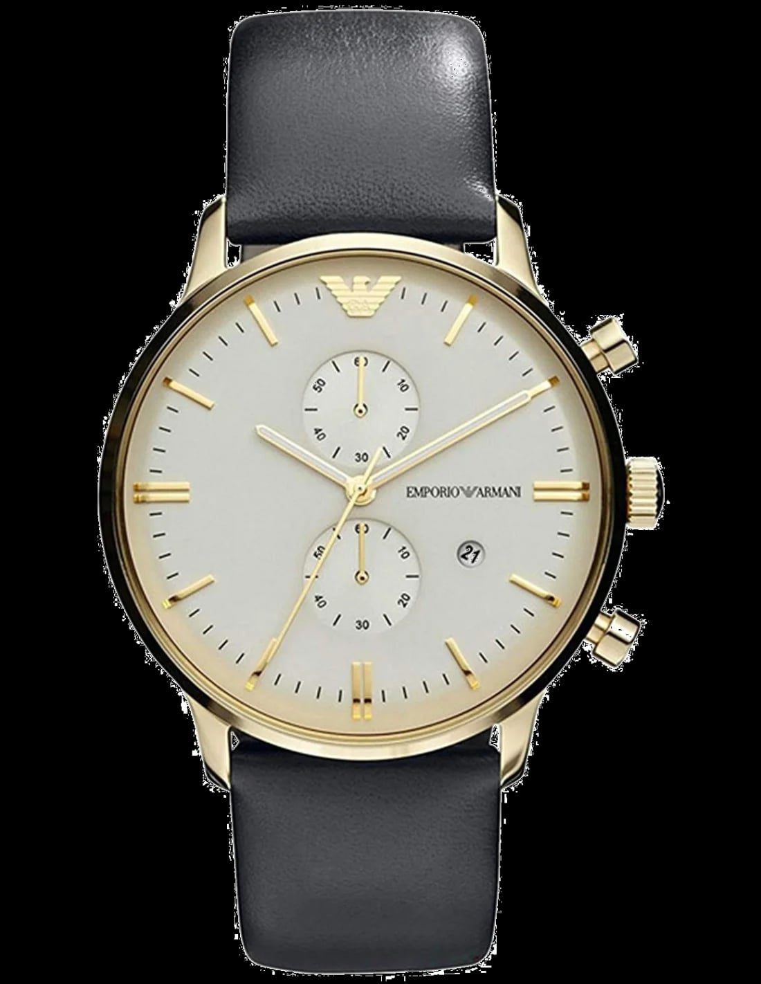 Montre Emporio Armani AR0386 homme cadran doré bracelet cuir