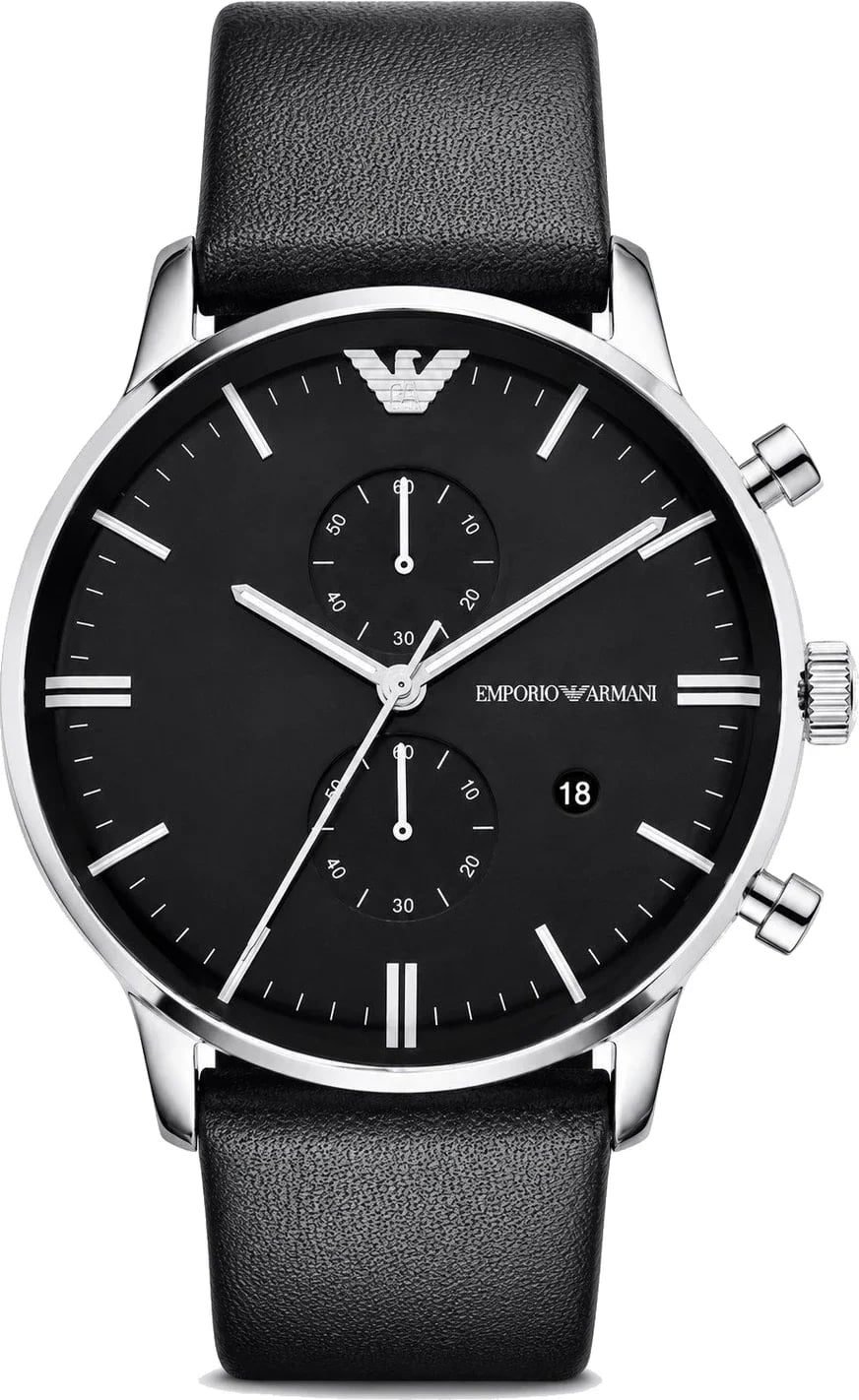 Montre Emporio Armani AR0397 homme cadran noir bracelet cuir