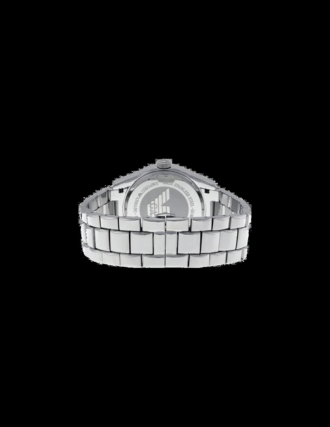 Montre Emporio Armani AR0647 cadran rond argenté index chiffres romains gros plan