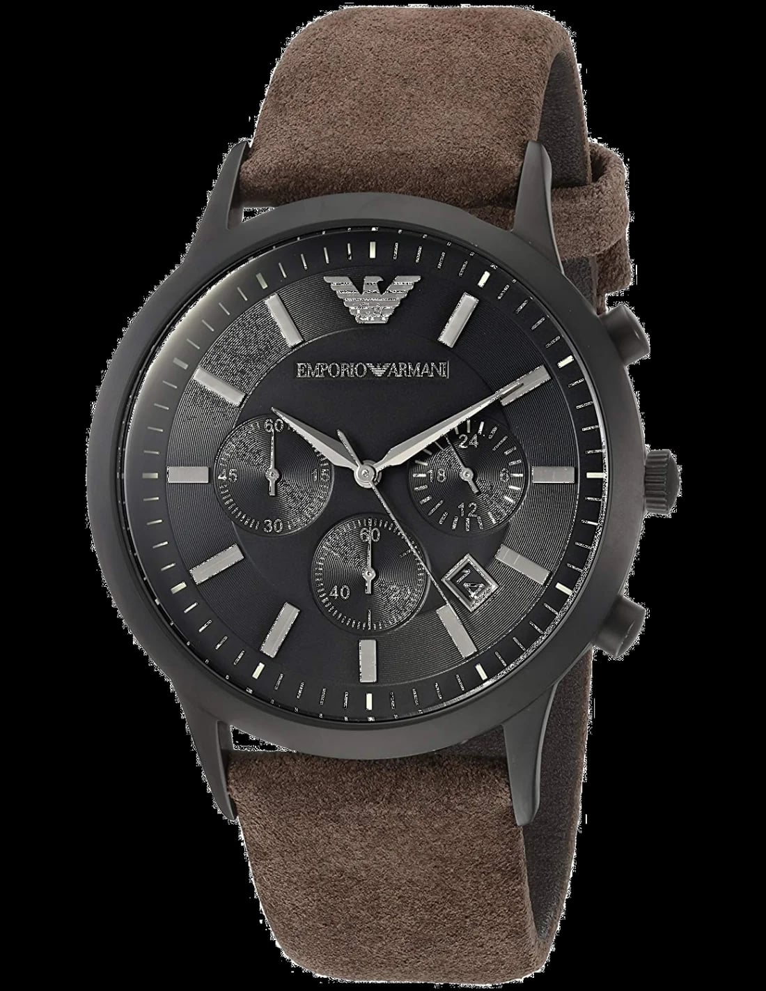 Montre Emporio Armani AR11078 cadran noir texturé, aiguilles argentées, style classique habillé