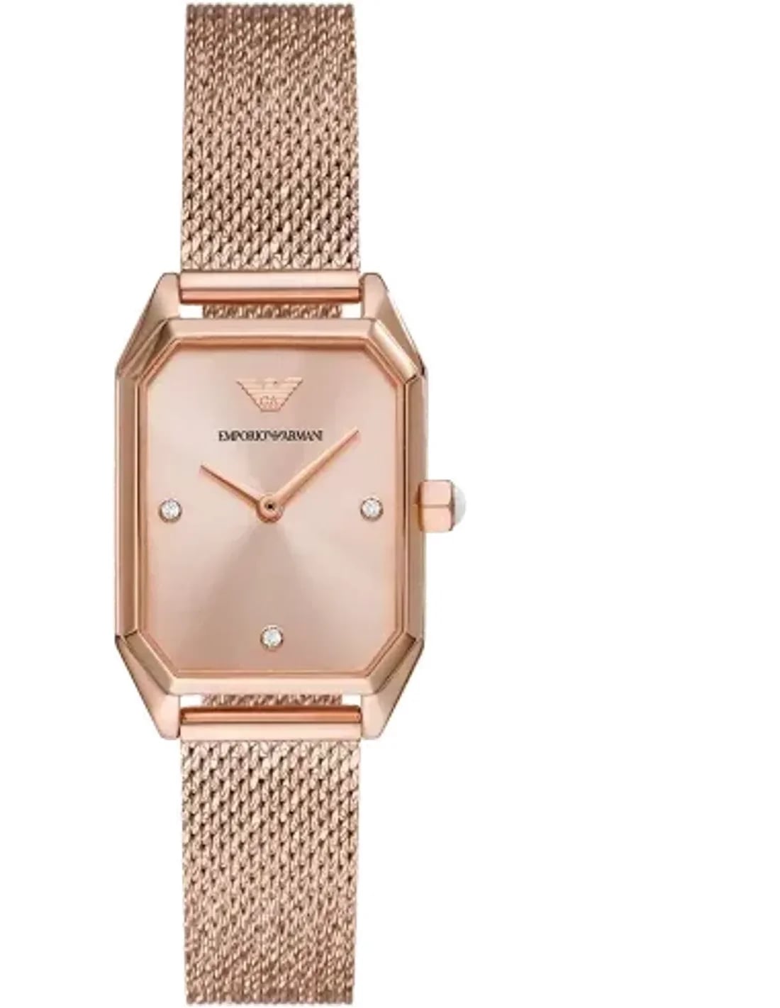 Montre Emporio Armani AR11347 Gioia cadran or rose rectangulaire maille milanaise femme