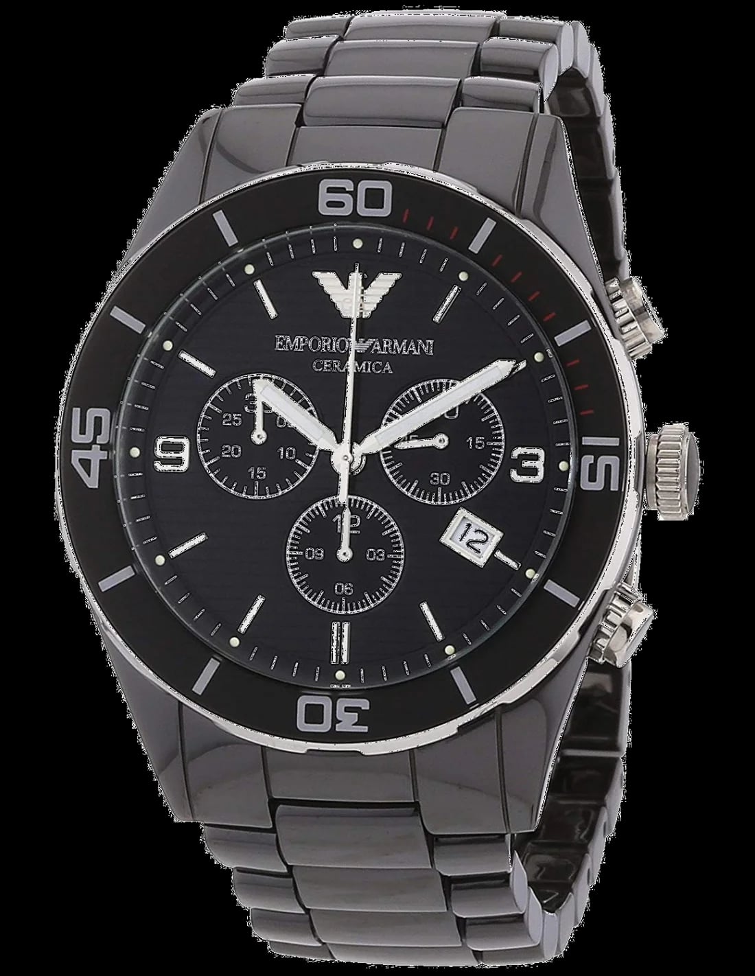 Montre Emporio Armani AR1421 chronographe céramique noire cadran 42mm