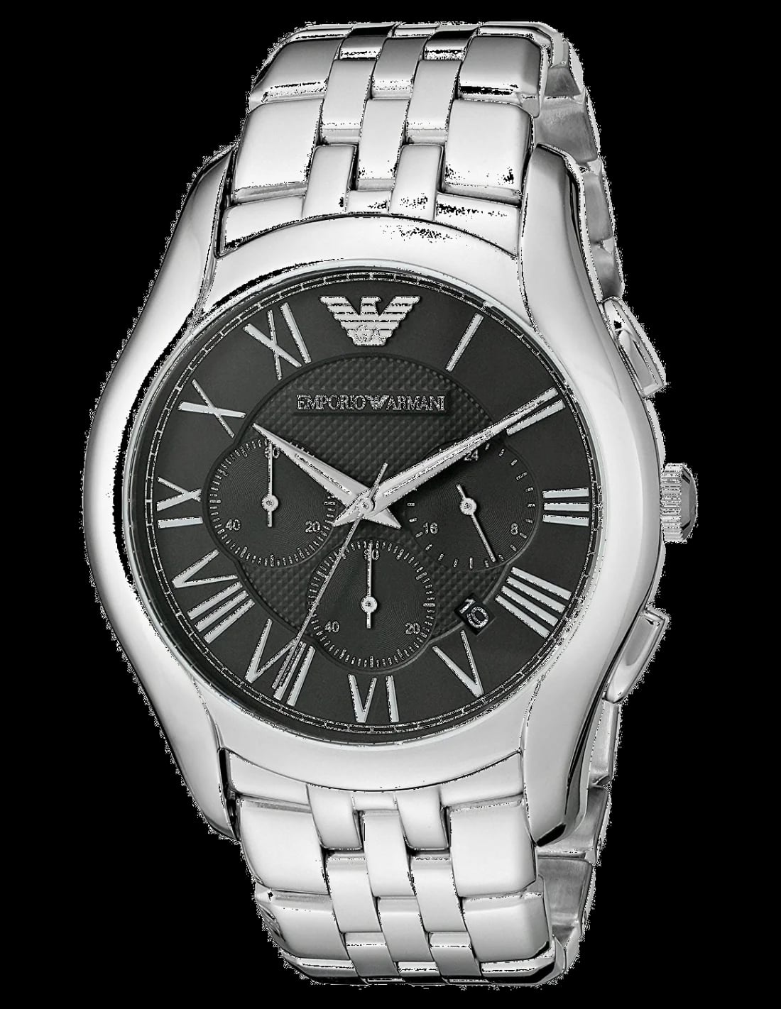 Montre Emporio Armani AR1786 cadran noir avec index bâtons et aiguilles argentés, style classique intemporel