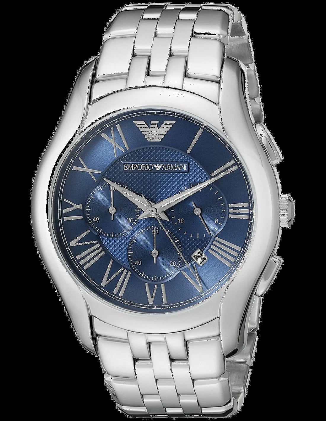 Montre Emporio Armani AR1787 au cadran bleu soleil avec aiguilles bâtons et index appliqués