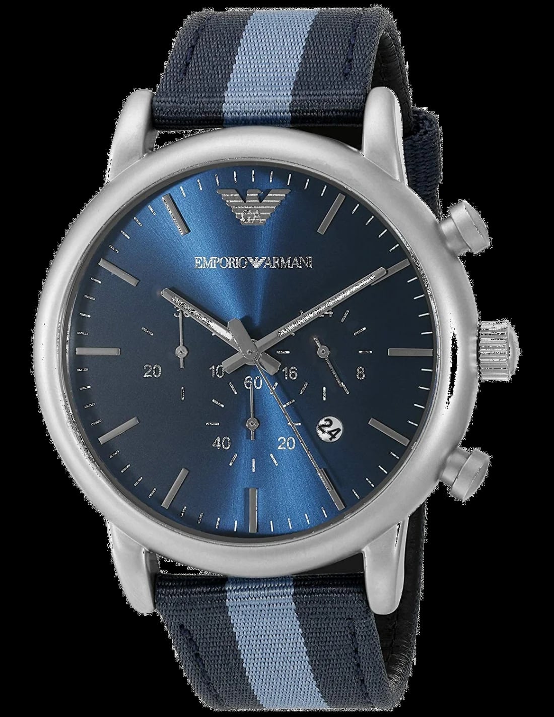Montre Emporio Armani AR1949 cadran gris soleillé, aiguilles luminescentes, affichage date à 4h30, style décontracté chic