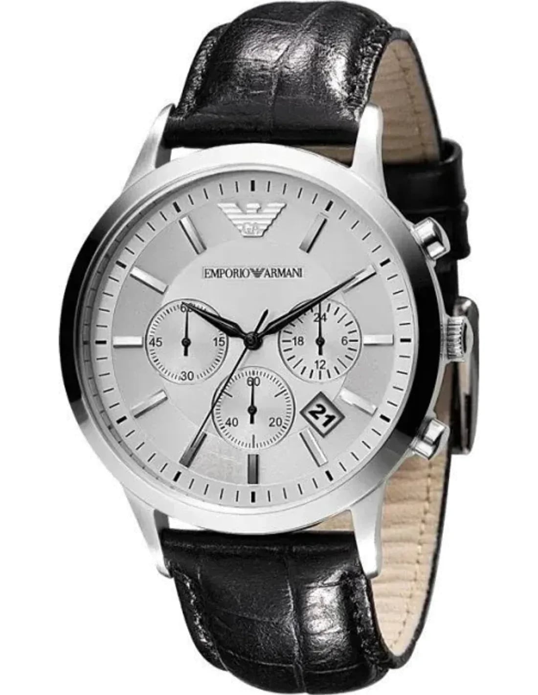 Montre Emporio Armani AR2432 homme cadran argent bracelet cuir