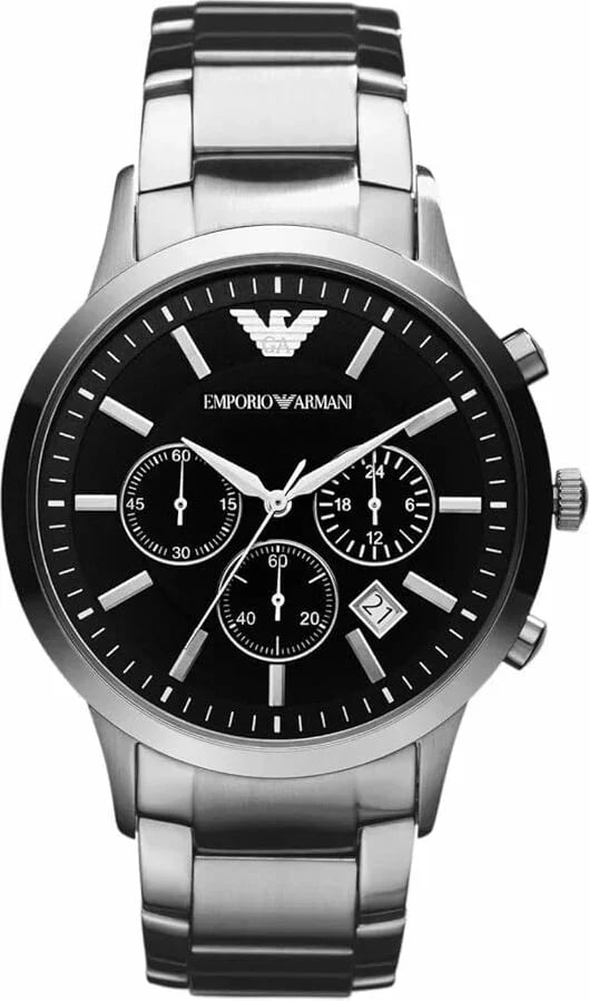 Montre Emporio Armani AR2434 homme cadran noir bracelet acier inoxydable