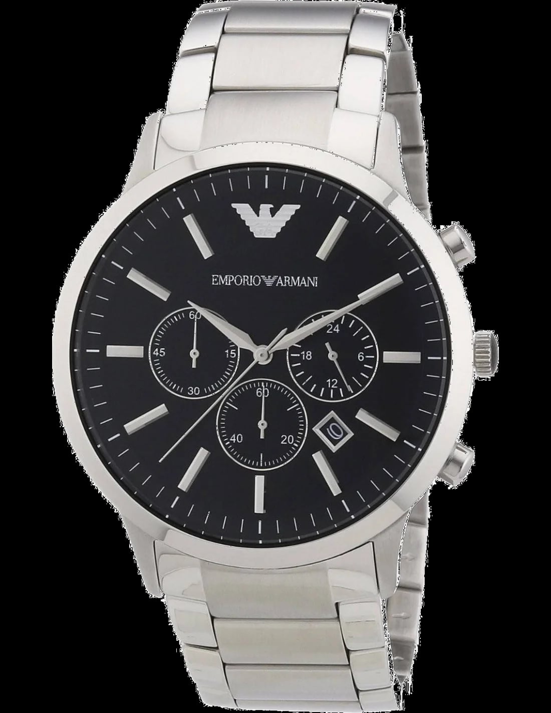 Montre Emporio Armani AR2460 cadran noir bracelet acier 46mm