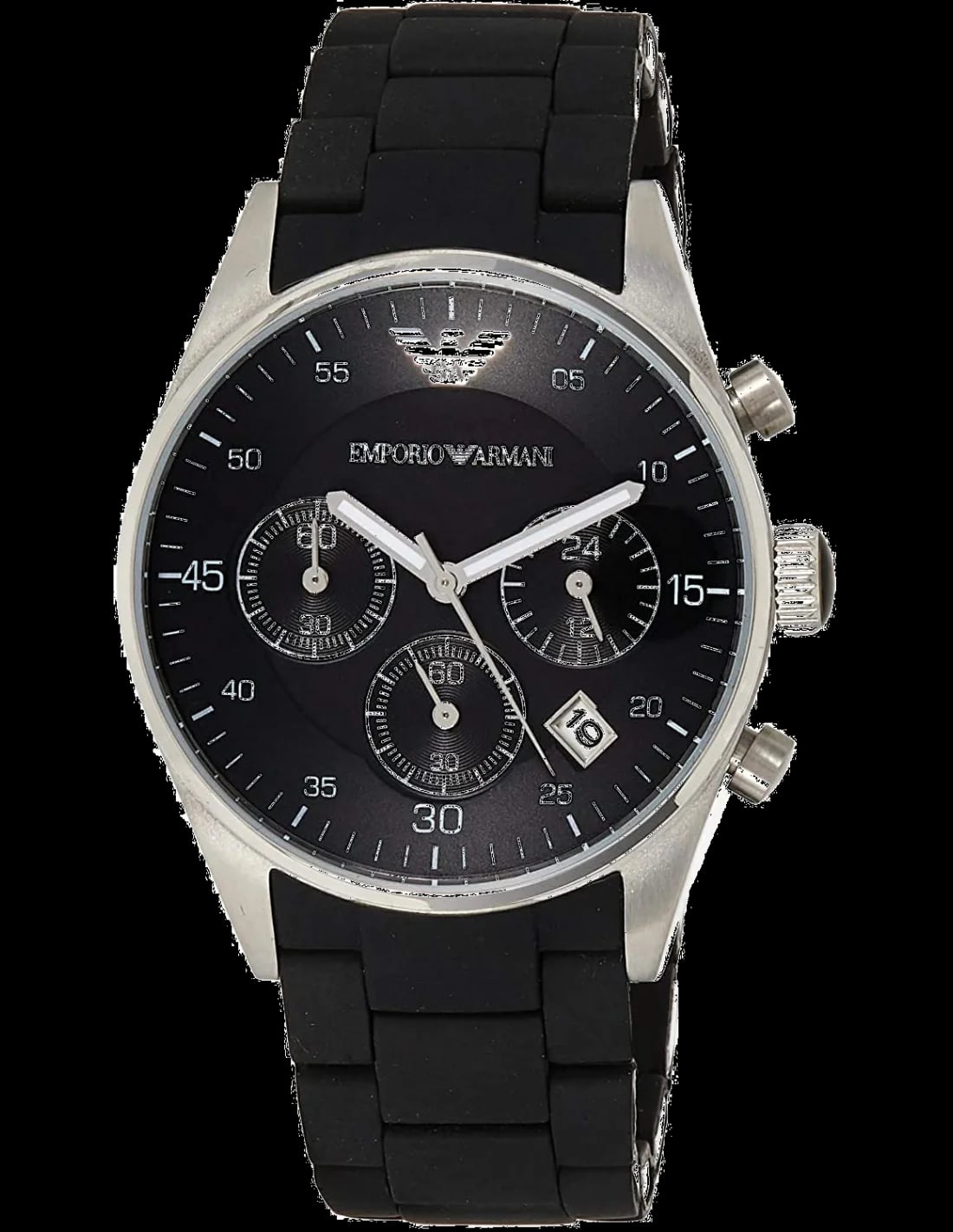 Montre Emporio Armani AR5866 homme cadran noir bracelet caoutchouc / silicone