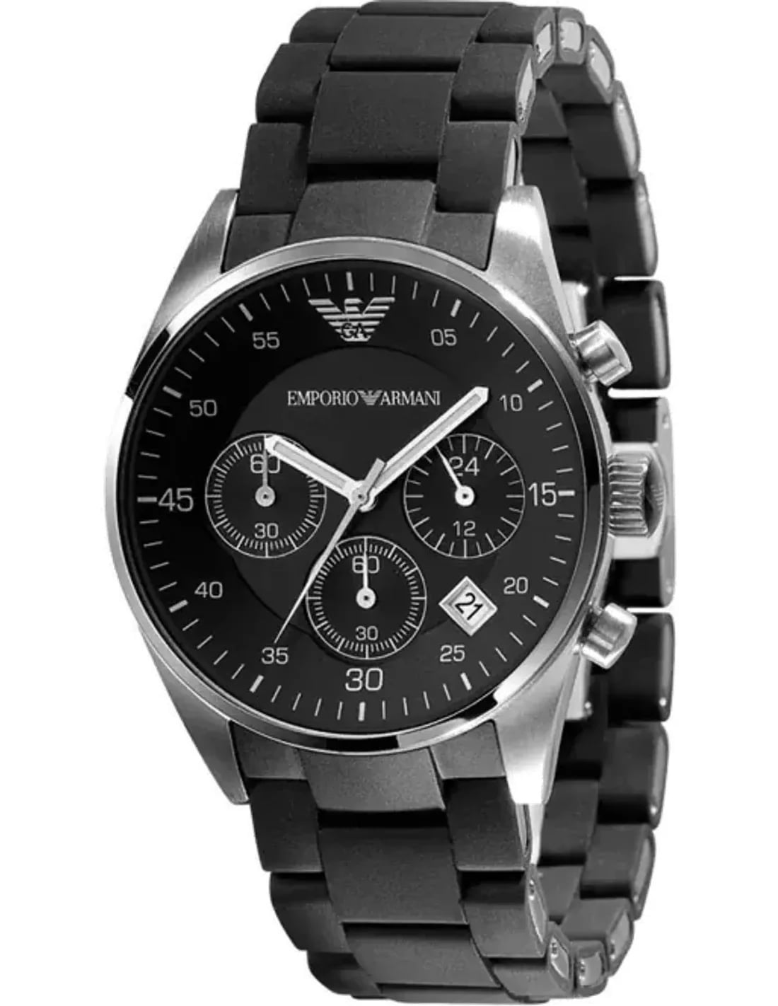 Montre Emporio Armani AR5868 homme cadran noir bracelet caoutchouc / silicone