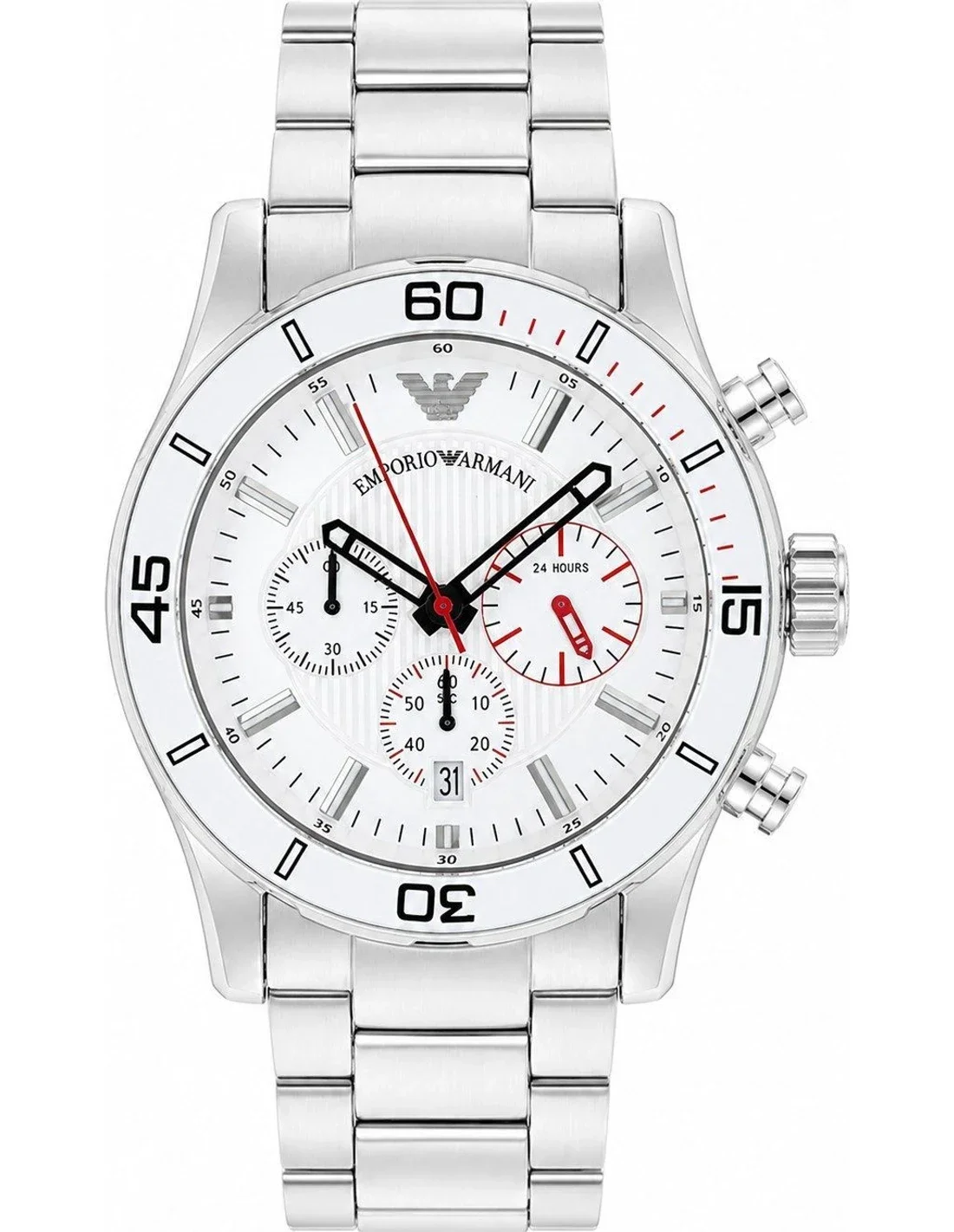 Montre Emporio Armani AR5932 homme cadran blanc bracelet acier