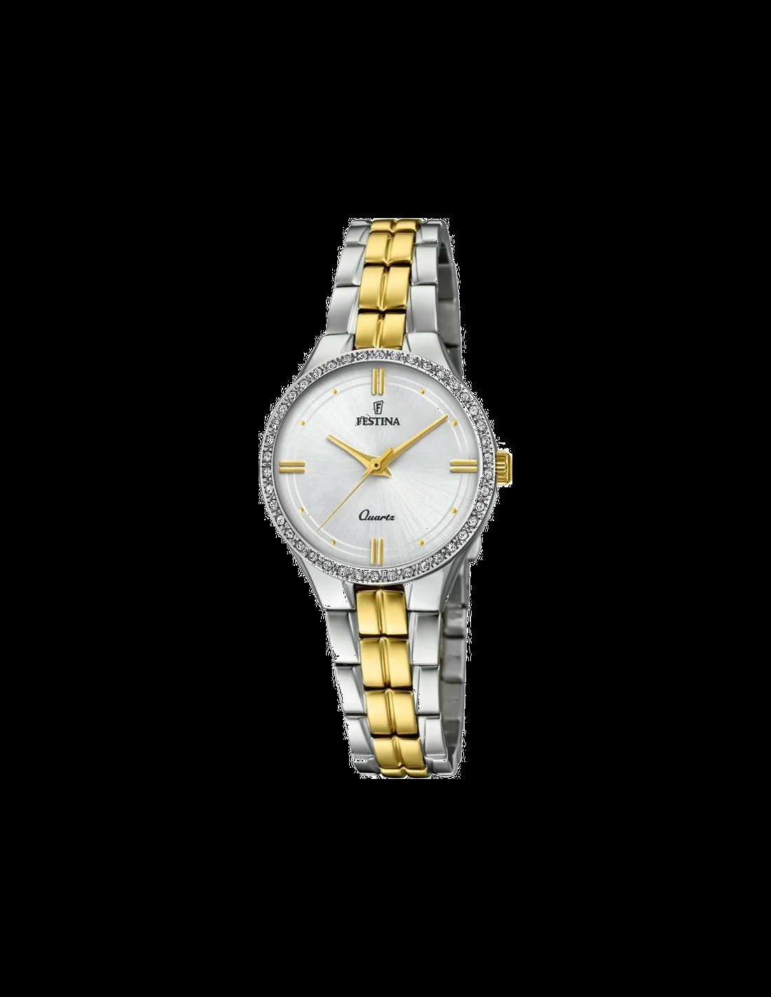 Montre Festina F20219/1 cadran argenté soleil avec index bâtons et aiguilles bleues, style épuré et lisible