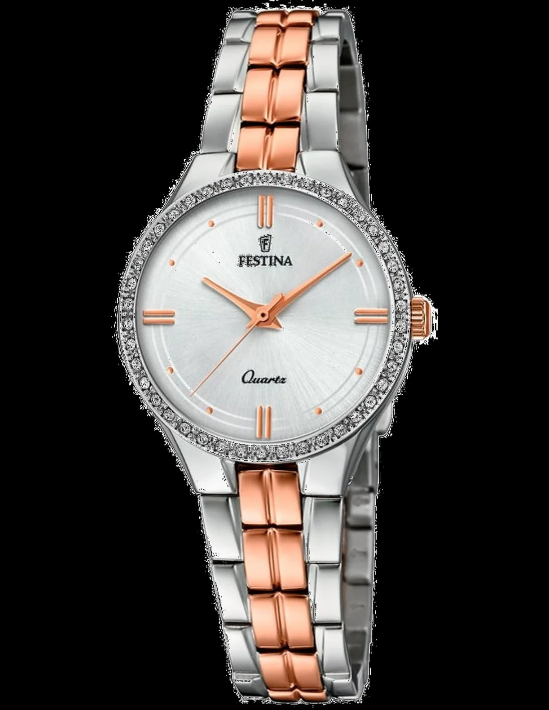 Montre Festina F20219/2 au cadran blanc nacré et cristaux scintillants, style élégant et raffiné