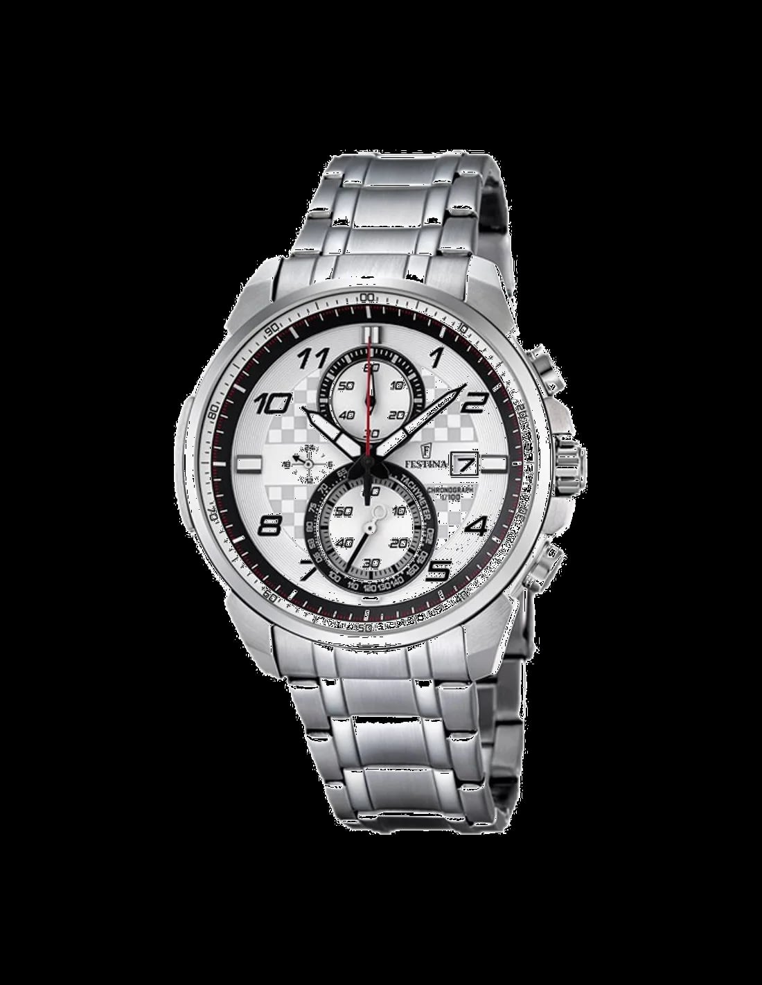 Montre Festina F6842/2 argenté sport, cadran blanc avec index noirs et aiguilles luminescentes, style décontracté