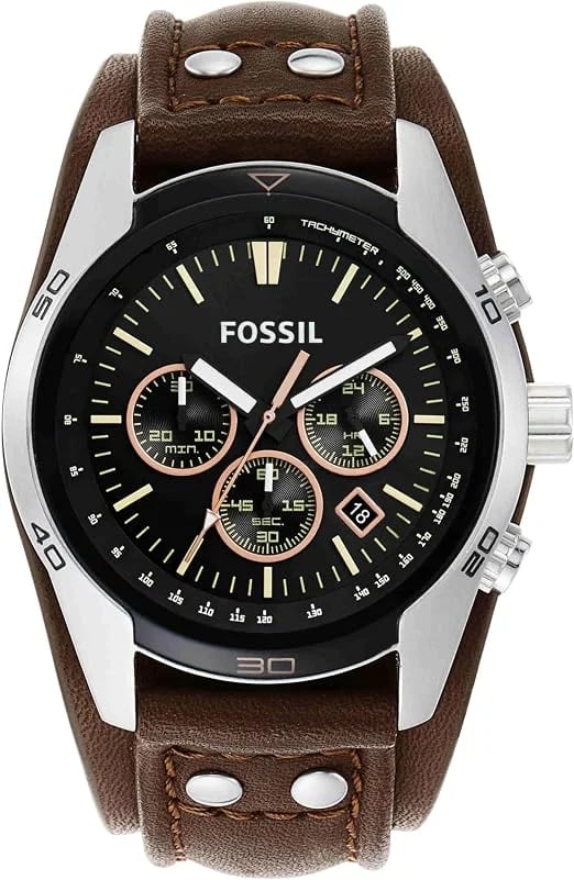 Montre Fossil CH2891 homme cadran noir bracelet cuir