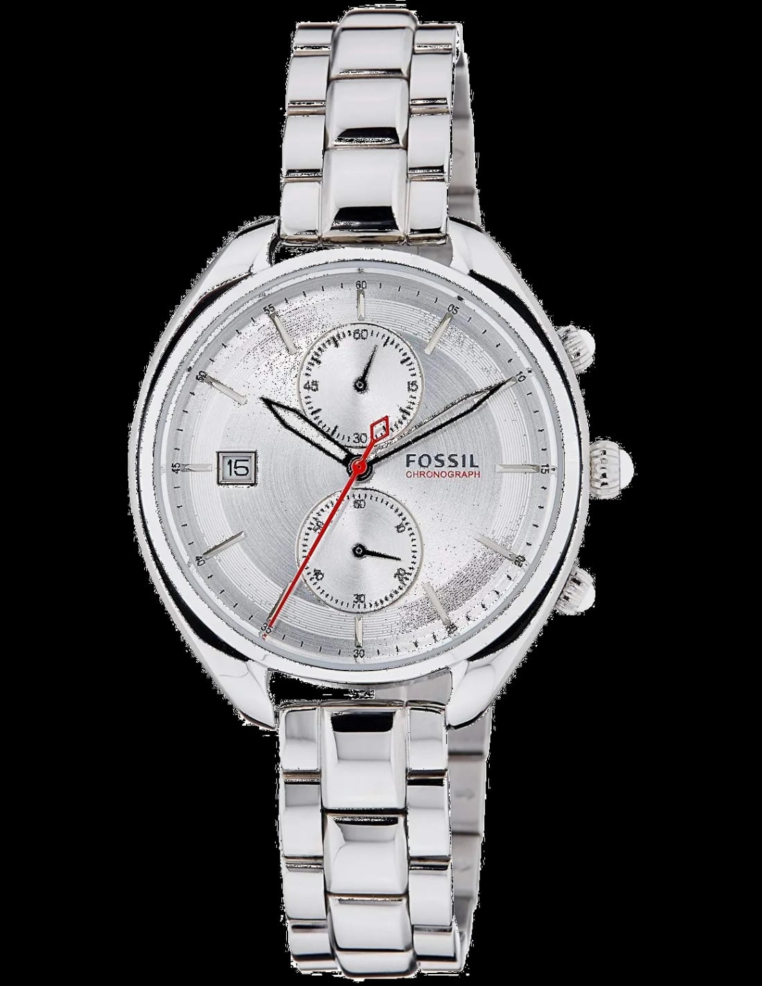 Montre Fossil CH2975 avec cadran argenté soleillé, aiguilles bâtons et index appliqués