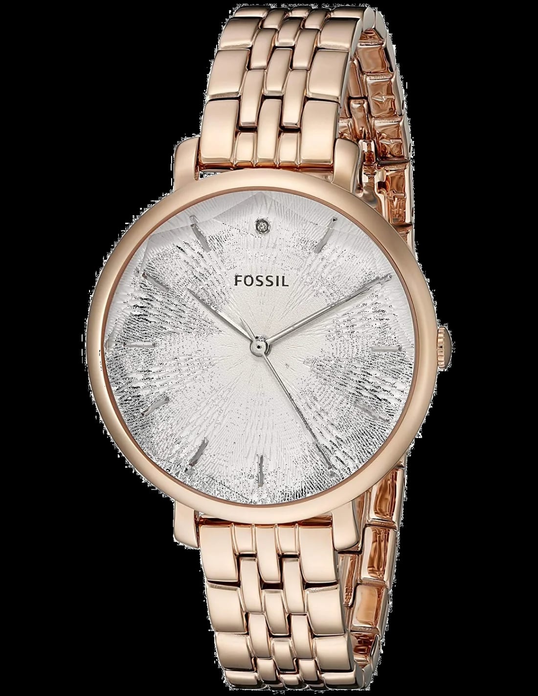 Montre Fossil ES3860 cadran blanc nacré avec index dorés et aiguilles bâton pour un style chic et minimaliste