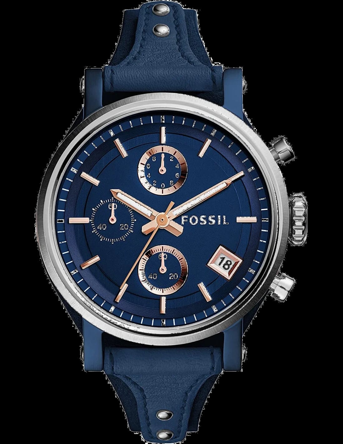 Montre Fossil ES4113 femme cadran bleu bracelet cuir