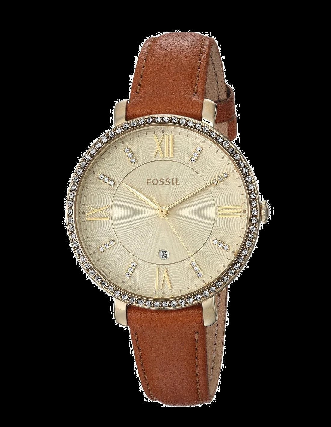 Montre Fossil ES4293 au boîtier rose gold et cadran bleu soleil avec index bâtons et date à 3h