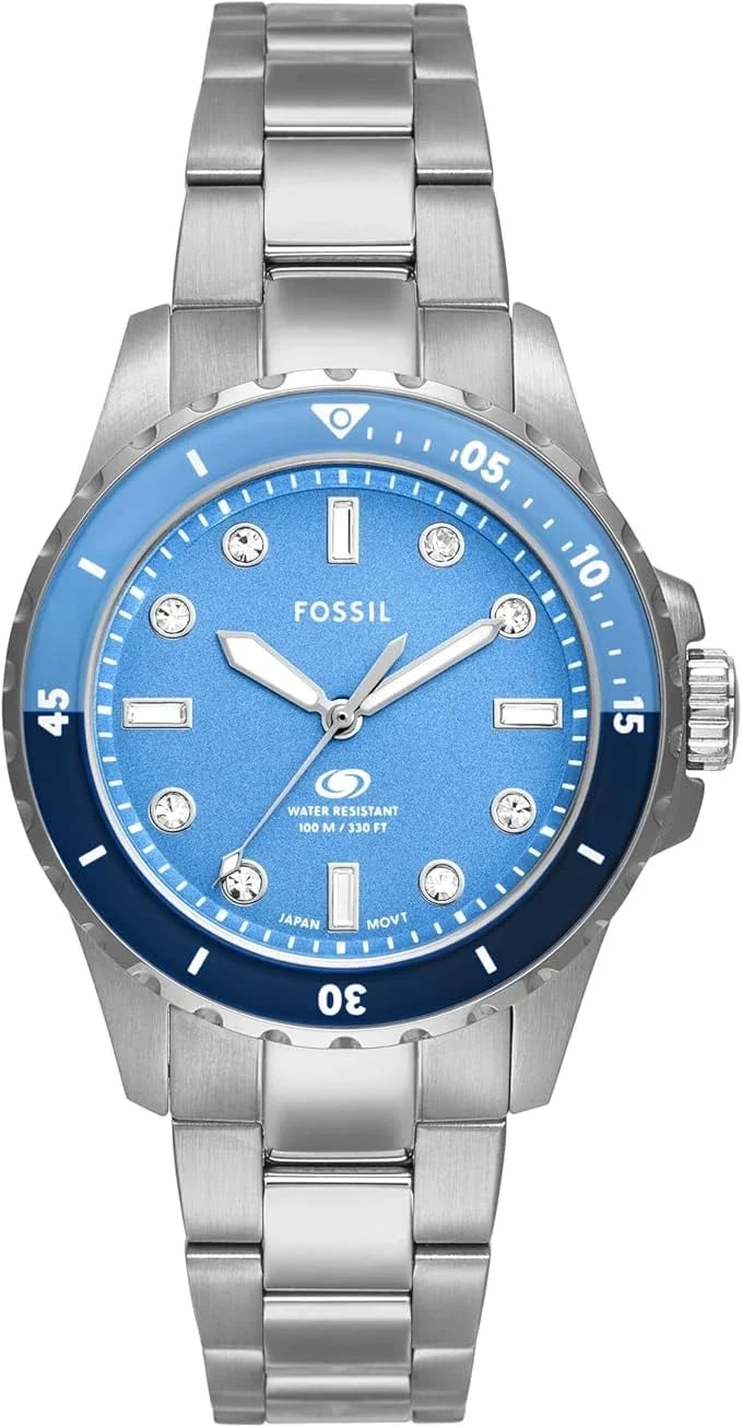 Montre Fossil ES5353 femme cadran bleu bracelet acier