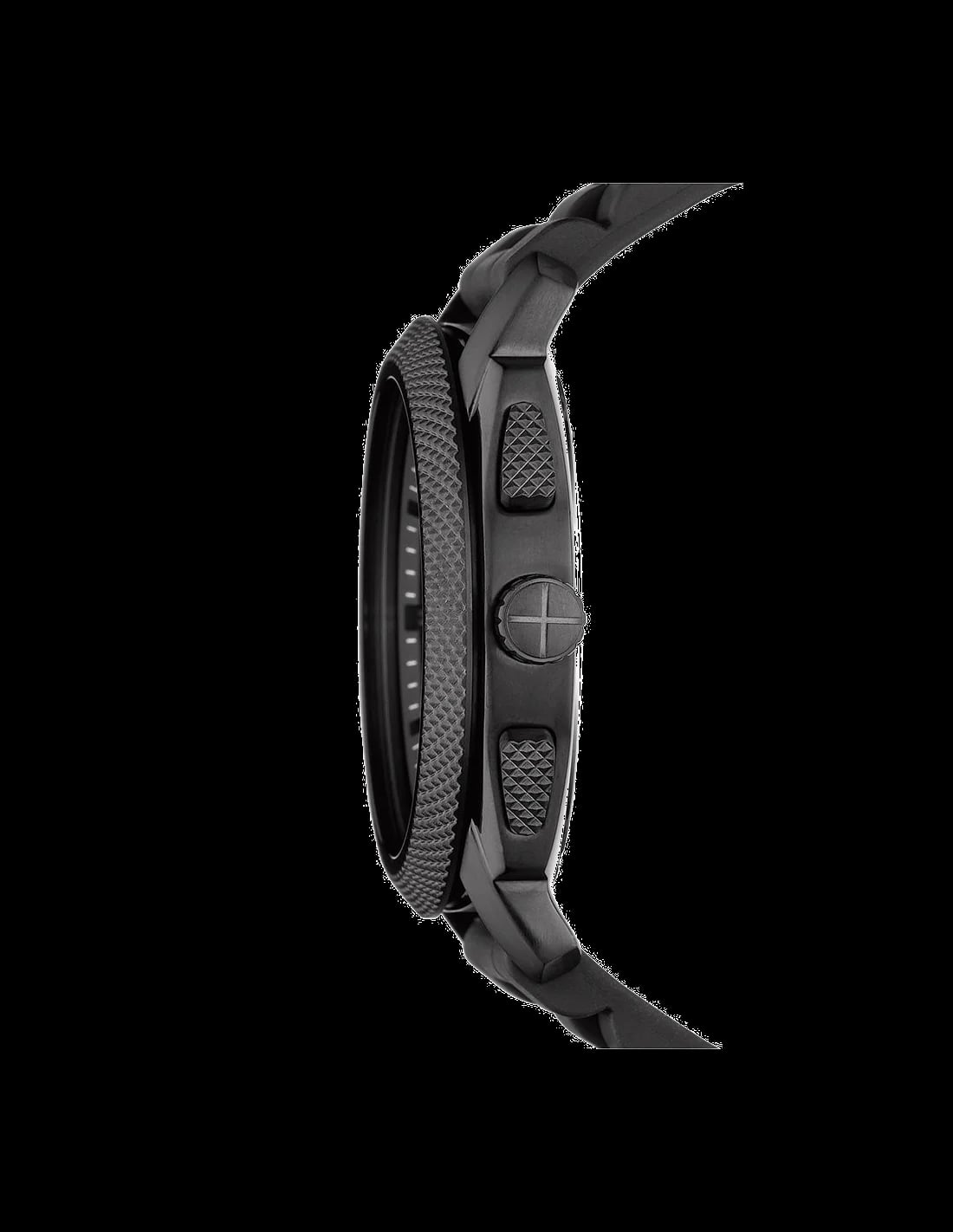 Montre Fossil FS4487 profil boîtier noir 13mm épaisseur bracelet caoutchouc