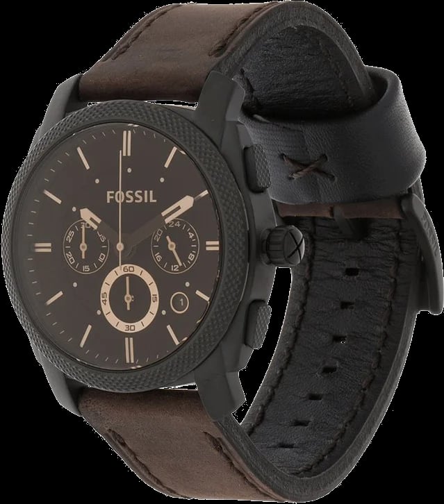 Fossil FS4656 Machine profil boîtier gris 42mm bracelet marron