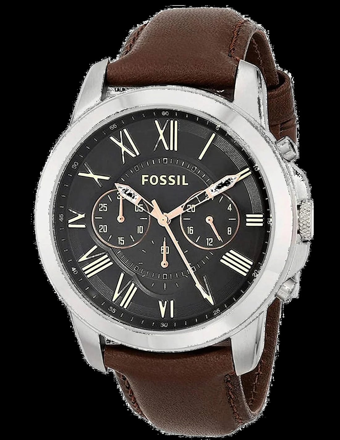 Montre Fossil FS4813 homme cadran noir bracelet cuir